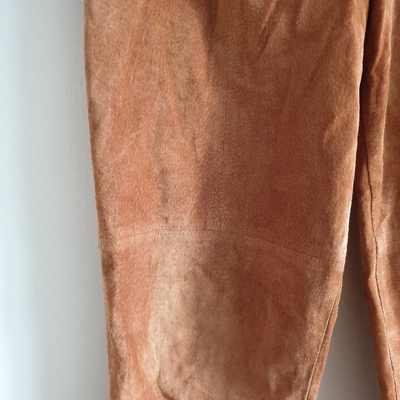 VINTAGE Camel Suede Trousers with Belt - Picture 4 of 5
